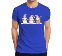 Christmas Gnome Mug Beard Snowflakes Candy Cane Vintage Men's T-Shirt, blue, S