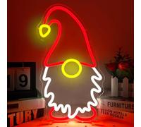 Christmas Gnome Neon Sign Christmas Neon Signs for Wall Dimmable LED Signs Red Christmas Gnome Neon Light up Signs for Bedroom Shop Window Xmas Gnome Decor Light Festival Gift