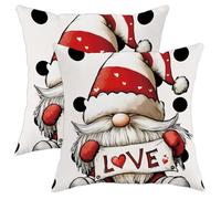 Christmas Gnome Pillow Covers Set of 2, Cute Red Santa Throw Pillows Case, Holiday Decorative Square Home Decor Cushion Covers for Couch Sofa Bed 16x16 Inch