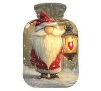 Christmas Gnome Red Snow hot Waterbottle with Soft Cover, 1L hotwater Bag for Arthritis, Sore Muscle, Bolsa de calor para Dolor Menstrual