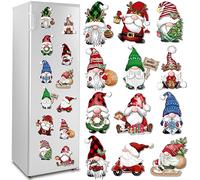 Christmas Gnome Refrigerator Magnets Decoration 12Pcs, Magnetic Holiday Gnome Car Decals Fridge Garage Door Stickers, Waterproof Decorative Xmas Gnome Magnet Accessories for Party Decor