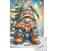 Christmas Gnome Sitting 1000 Pc Sturdy Paper Board Puzzle Parent-Child Interactive Game Unique Artwork HD Printing 52x38cm/1000pcs
