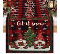 Christmas Gnome Snow Quote Gnomes Table Runner 13x108 Inch