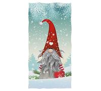 Christmas Gnome Tomte Hand Towels 27.5" X 15.7" Bathroom Towel, Winter Elves with Red Hearts Snowflake Soft Absorbent Small Bath Towel Merry Christmas X-mas Bathroom Decor Gifts