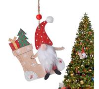 Christmas Gnome, Wooden Gnome Ornaments, Cute Pendants Fade-Resistant for Car Rearview Living Room Entrance Window Wall Bedroom Kids Room Garden Gate
