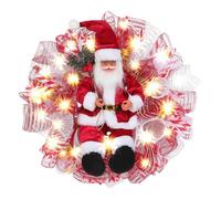 Christmas Gnome Wreath, 45cm Santa Gnome Christmas Hanging Wreath Artificial Pine Spruce Wreath with Swedish Tomte for Xmas Front Door Wall Window Fireplace Decoration