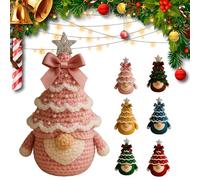 Christmas Gnomes Crochet Kit for Beginner in Compilation, DIY Crochet Christmas Tree Gnome Kit,Santa Claus Gnomes Doll How with Yarn,Hook,Pearls,Ribbon and Detailed Pattern (Finished Product,A-1pc)