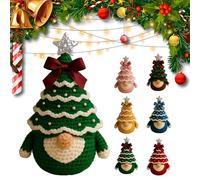 Christmas Gnomes Crochet Kit for Beginner in Compilation, DIY Crochet Christmas Tree Gnome Kit,Santa Claus Gnomes Doll How with Yarn,Hook,Pearls,Ribbon and Detailed Pattern (Material Package,B-1pc)