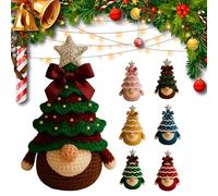 Christmas Gnomes Crochet Kit for Beginner in Compilation, DIY Crochet Christmas Tree Gnome Kit,Santa Claus Gnomes Doll How with Yarn,Hook,Pearls,Ribbon and Detailed Pattern (Material Package,F-1pc)