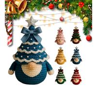 Christmas Gnomes Crochet Kit for Beginner in Compilation, DIY Crochet Christmas Tree Gnome Kit,Santa Claus Gnomes Doll How with Yarn,Hook,Pearls,Ribbon and Detailed Pattern (Material Package,E-1pc)