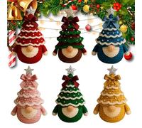 Christmas Gnomes Crochet Kit for Beginner in Compilation, DIY Crochet Christmas Tree Gnome Kit,Santa Claus Gnomes Doll How with Yarn,Hook,Pearls,Ribbon and Detailed Pattern (Finished product,Mix-6pcs)