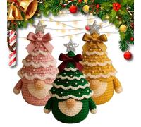 Christmas Gnomes Crochet Kit for Beginner in Compilation, DIY Crochet Christmas Tree Gnome Kit,Santa Claus Gnomes Doll How with Yarn,Hook,Pearls,Ribbon and Detailed Pattern (Material Package,A+B+C)