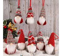 Christmas Gnomes Hanging Ornaments Set of 8, Swedish Gnome Plush Decor