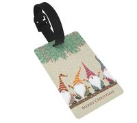Christmas Gnomes Print Luggage Bag Tag, Waterproof PVC Suitcase Tags with Wristband for Easy Luggage Identification