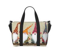 Christmas Gnomes Print Tote Crossbody Travel Bag with Zip Casual Handbag for Weekend Trips and Gym Shopping