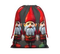 Christmas Gnomes Print Ultra-Soft Velvet Gift Bag Christmas Wrapping Bags Gift Bag With Drawstring Party Favors Bags