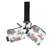 Christmas Gnomes Rural Houses Women's Card Cases Change Holder Small Detachable Change Purse Key Holder with Wristle Strap for Work Travel 2 Pcs, Gnomes Rural Houses, One Size