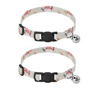 Christmas Gnomes Striped Red Pink Orange Yellow Collar for Cats, 2 Pack Collar with Bell for Dog Puppy