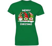 Christmas Gnomes T-Shirt for Womens Merry Christmas Gnome Festive Holiday Graphic Tee Perfect for Christmas Celebrations or Holiday Gifting Irish Green - Medium