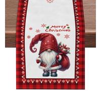 Christmas Gnomes Table Runners Decoctions Xmas Deer Snowflake Printed Indoor Winter Christmas Party Holiday Table Runner Decor