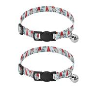 Christmas Gnomes Trees Bell Collar for Small Dogs 2 Pack Kitten Collars Adjustable Length 10.6" to 17.1"