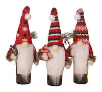 Christmas Gnomes Wine Bottle Cover, Cute Christmas Gnome Wine Bottle Covers, Wine Bottle Toppers Decorative Xmas Champagne Cover for Home Holiday Dining Table Decorations Party Gift