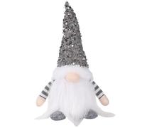 Christmas Gnomes with LED Light up Gnome Christmas Ornaments Cute Shiny Plush Elf Doll with Long White Beard Gnomes for Christmas Decorations Gift Home Decor NO Batteries Grey