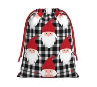 Christmas Goblin Grid Print Ultra Soft Plush Christmas Party Gift Bags, Drawstring Xmas Candy Treat Favors Holiday Sacks, Wedding Jewelry Pouches