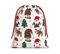 Christmas Goblin Reindeer Print Ultra Soft Plush Christmas Party Gift Bags, Drawstring Xmas Candy Treat Favors Holiday Sacks, Wedding Jewelry Pouches