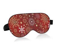 Christmas Gold and White Snowflakes Hearts Seamless On Red Eye Masks Cover Blocks Light Sleep Mask Shade Cover Blindfold Relaxing Eyeshade Cover with Adjustable Head Strap for Men Women Kids
