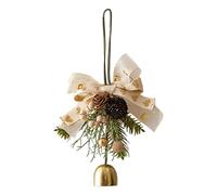 Christmas Gold Heart Bow Bell Wreath Festive Centerpiece Jingle Bells Wreath Pendant for Holiday Home Bedroom Table Door Wall Indoor Outdoor Decorations