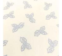 Christmas Gold Metallic Leaves Mistletoe Holly Fabric Xmas Material - Half Metres & Metre Lengths (Ivory Metallic Silver Holly, 1 Metre)