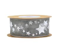 Christmas Gold Star Ribbon Polyester Bow Making Craft Gift Wrap Trim | Ten Yard Roll, Bright Printed Pattern, Free Cutting, Suitable for Clothing, Boxes, Wreaths and Shop Decoration
