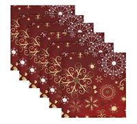 Christmas Gold White Snowflakes Cloth Napkin Washable Reusable Polyester Table Napkins Set of 6 for Home Dinner Party Holiday