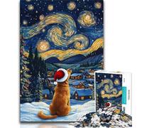 Christmas Golden Retriever 1000 Piece Jigsaw Puzzles for Adults Gifts,Challenging To Complete But Fun And Humorous Unique Home Decor And Gifts 38x26cm