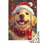 Christmas Golden Retriever Puzzle Family Fun 100% Recycled Cardboard Jigsaw Puzzle for Kids And Adults Age 12 Years Up 1000pcs (38x26cm)