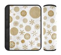 Christmas Golden Snowflakes Car Seat Shoulder Pads Cushion for Babys Soft Seat Strap Belt Pad for Boys Girls 2 Pack 6.5 * 6.5in