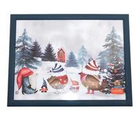 Maison & White Festive Forest Friends Gonk Lap Tray | M&W | Dinner Serving Tray for Snacks & Drinks | Cushioned Laptray | Bean Bag Padded Gift | Christmas Robins & Trees