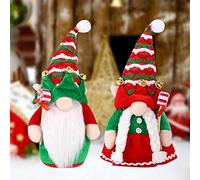 Christmas Gonk Plush Toy 2PCS/Set Gnome Plush Doll 11.8Inch Red Green Gonk Dwarf Elf Santa Christmas Ornaments Home decoration Dolls Gifts Handmade Faceless Dolls for Holiday Party Home Desktop Decor