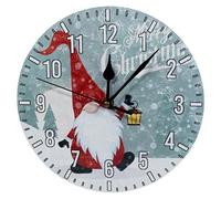 Christmas Gonk Quartz Wall Clock with Easy to Read Numbers - Battery Powered Santa Clause Father Christmas Design Home Festive Xmas Decoration for Living Dining Room, Kitchen, Bedroom - 23cm Diameter