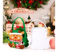 Christmas Goodie Bag - Christmas Packaging Bags with Handle - Reusable Holiday-Themed Fabric Bags for Candy Cookie Popcorn Holiday School Party Halloween Birthday Classroom