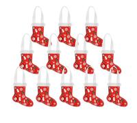 Christmas Goodie Bags Pack of 12 Reusable Red Green | Non-woven fabric candy snack bags for classroom, meeting, home, community