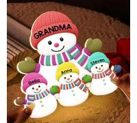 Christmas Grandma Grandkids Snowman Together Christmas Personalized LED Light Box, Family Snowmen Light Box with Kids Names, Family Snowman Lamp, Xmas Gift for Grandma Grandpa