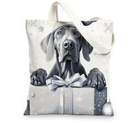 Christmas Great Dane Dog Canvas Tote Bag for Shopping 13 * 15, Luxury Xmas Gifts Reusable Grocery Shoulder Cloth Bag for Women, Pet Painting Gift Decor
