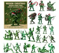 Christmas Green Army Advent Calendar 2025, WW2 Soldier Figures Advent Calendar with 24 Pcs Green Army Man, Soldier Ornaments, Military-Themed Christmas Decorations