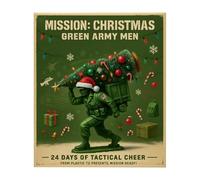 Christmas Green Army Advent Calendars 2025, 26x18x3cm 24 Days Countdown Calendar With 24Pcs 2D Acrylic Soldier Ornaments, For Holiday Birthday Offices Home Bedroom Car Classroom School Dormitory