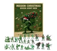 Christmas Green Army Advent Calendars 2025, 26x18x3cm 24 Days Countdown Calendar With 24Pcs 2D Acrylic Soldier Ornaments, Themed Christmas Tree Decorations, Collectible For Men