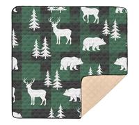 Christmas Green Black White Forests Animals Soft Thick Baby Gym & Activity Mat for Floor Non-Toxic Baby Play Tummy Time Mat for Baby Toddler Infant, 50'' x 50''