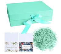 Christmas Green Gift Box with Ribbon,Luxury Premium Magnetic Present Boxes with Lids,Large Rectangle Gift Packaging Decorative Box,Presentation Box for Present Gifts Birthdays,Shredded Paper,Cards
