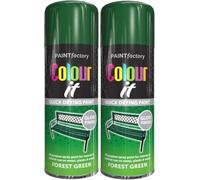 Christmas Green Gloss Spray Paint 400ml Pack of 2 - Quick Drying All Purpose Aerosol Can for Plastic, Metal & Wood Surfaces for Indoor & Outdoor Christmas Decorations - Forest Green Finish